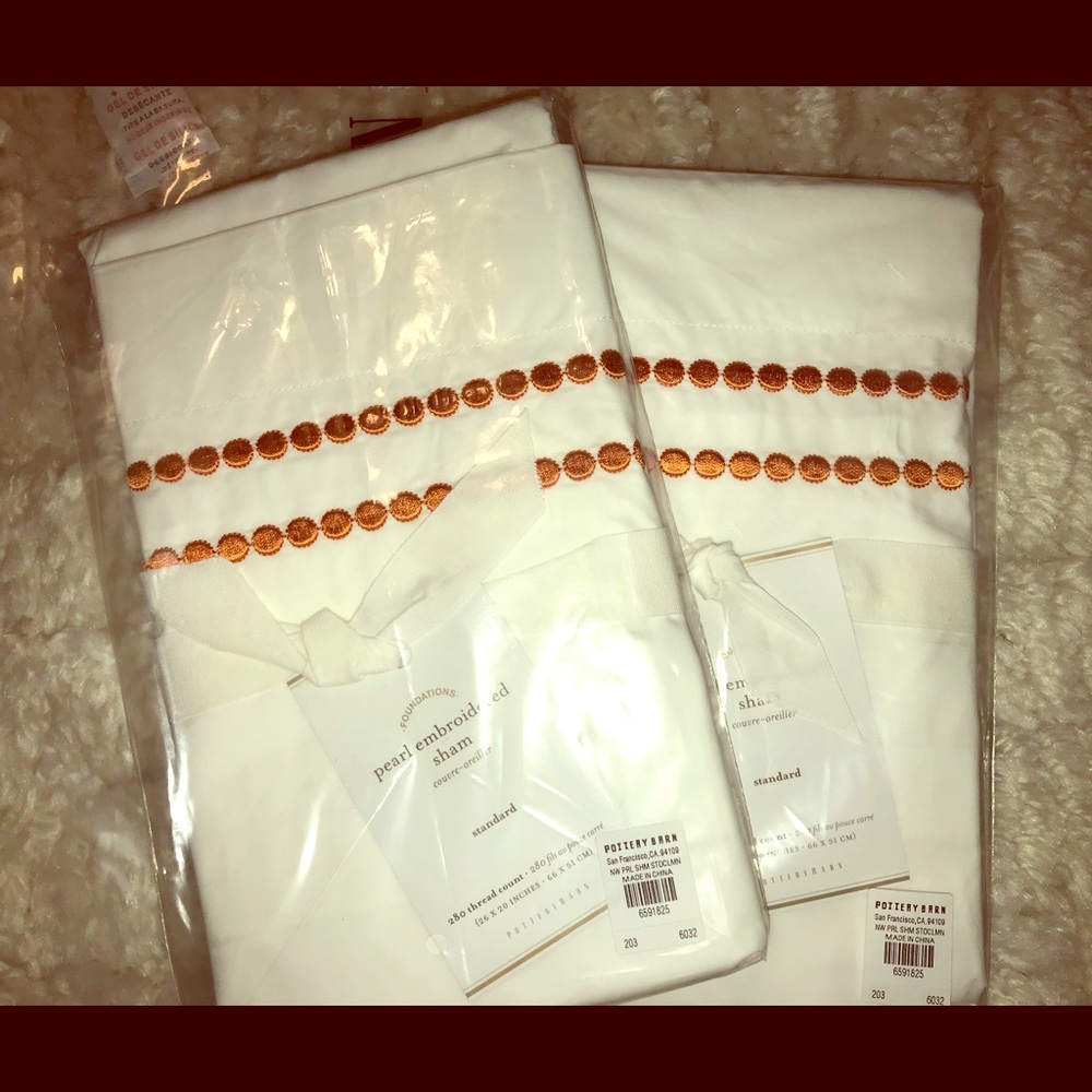 New Pottery Barn Pearl Embroidered Sham- Orange